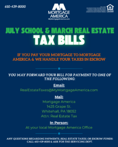 July school & March real estate tax bills